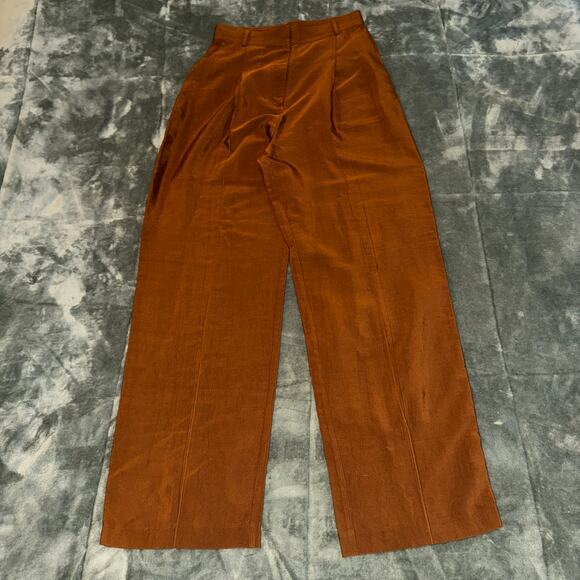 H&M Pants - H&M High Waist Wide Straight Leg Trousers Rust Color Womens Size US 8 Boho Pants